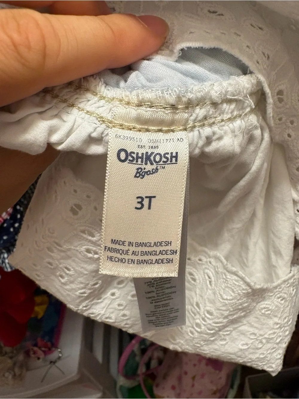 OshKosh B'gosh Light Blue Denim & White Eyelet Jumper Dress